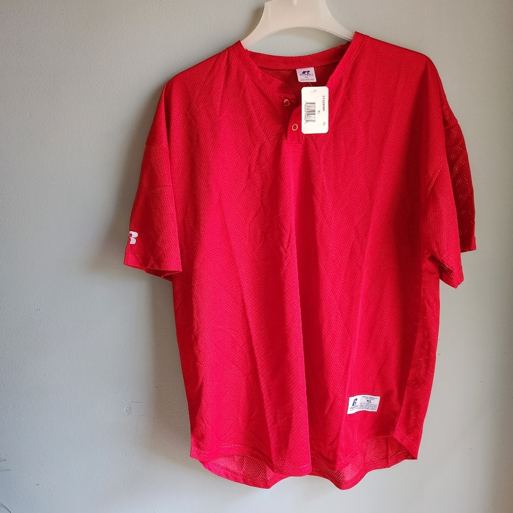 Mens XL Sports Russell Athletic Breathable Jersey half button up